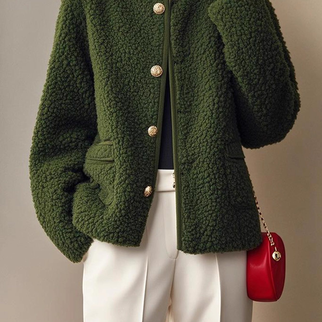 外柜撤回新款高级感时尚洋气百搭绿色摇粒绒羊羔毛短款外套小个子,淘宝优惠券,粉丝福利购,淘宝优惠卷