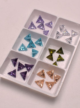 直角三角锆石多色组合 合成氧化锆 直角三角形尖底刻面裸石镶嵌