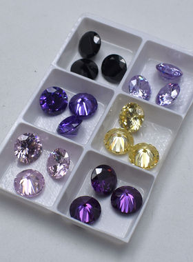 紫红色圆钻裸石宝石戒指吊坠首饰镶嵌尖底小圆钻形微镶浪漫紫色