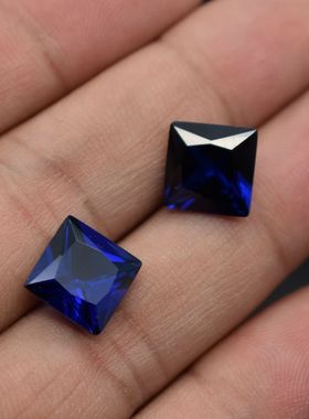 过钻笔蓝宝石裸石碎钻正方形戒面戒指配石坦桑石公主方钻配石