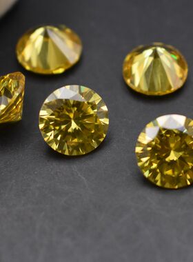 圆形金黄色锆石裸石散颗 金黄宝石DIY首饰全新手表配饰碎钻蜡镶嵌