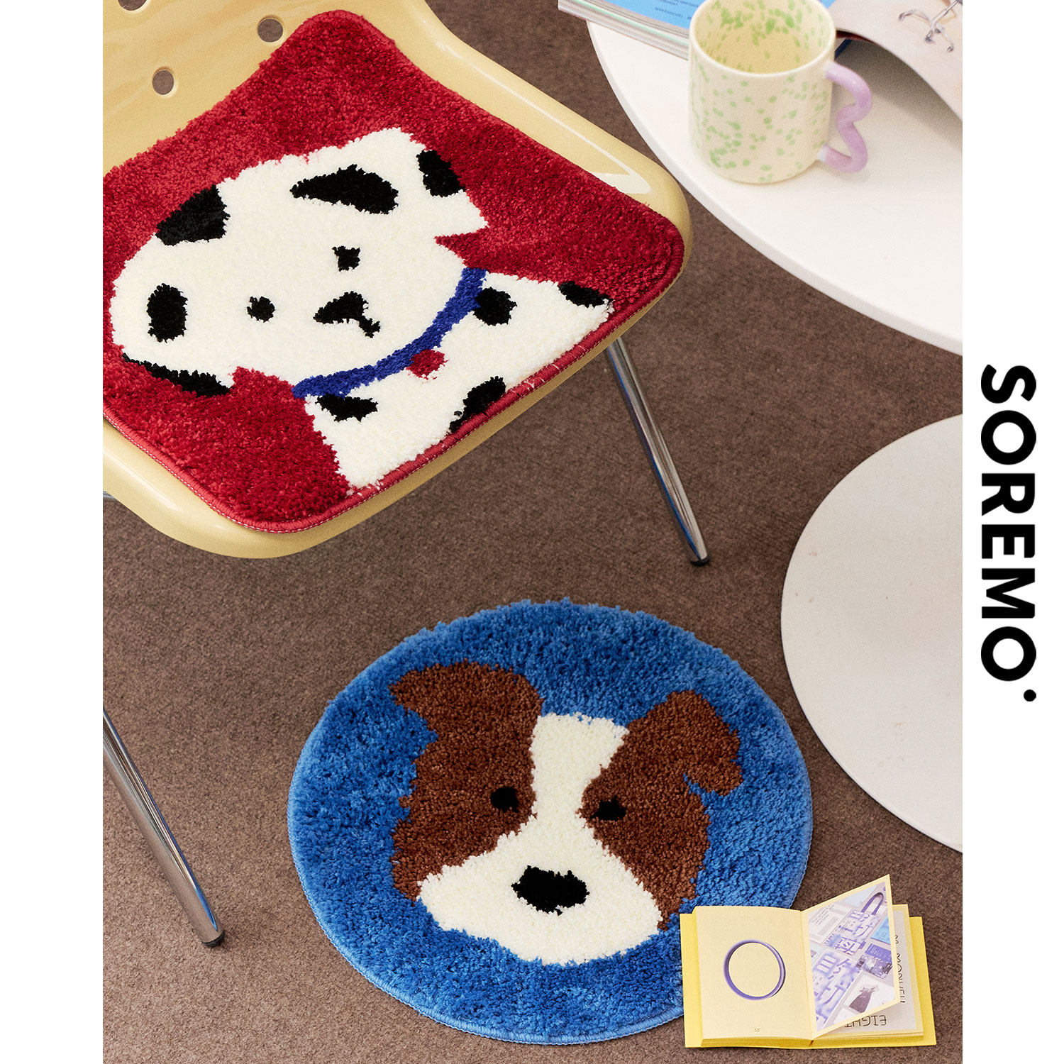 SOREMO 原创小狗坐垫可爱簇绒椅垫中古ins装饰防滑办公室沙发汽车,淘宝优惠券,粉丝福利购,淘宝优惠卷