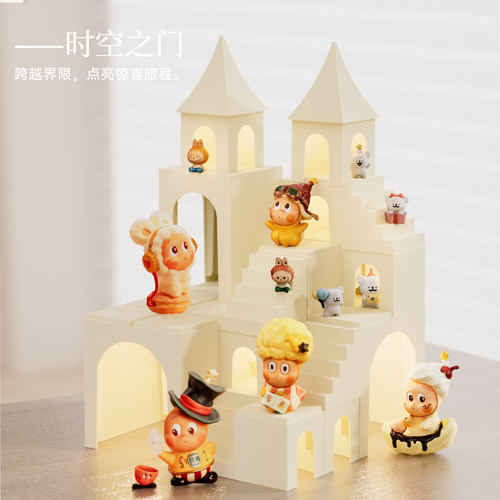 盲盒展示架柜内阶梯摆件造景带灯适用泡泡玛特萌粒星星人手办收纳 - 图1