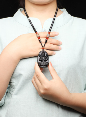 本命佛项链通缘阁黑曜石高品质