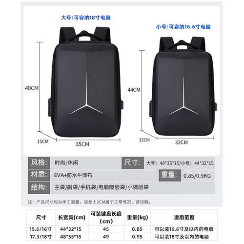 适用联想Y9000P拯救者r7000笔记本电脑包戴尔惠普15.6双肩包17.3华硕ROG神舟华为荣耀16游戏本18寸硬壳背包 - 图1