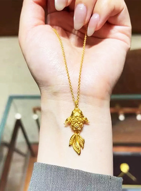 锦鲤年年有余纯银项链鱼跃龙门金鱼足银材质项链锁骨链男女礼物