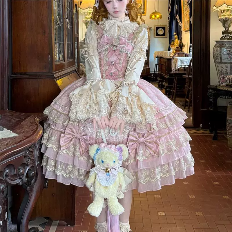 Подлинный дизайн летнего платья, юбка, с камнем, стиль Lolita, Lolita Jsk