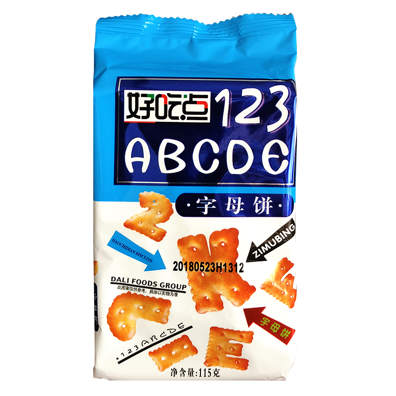 达利园熊字饼字母饼手指饼115g*10包小熊饼磨牙棒儿童休闲零食品 - 图0