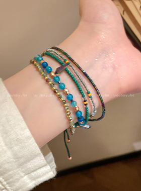 波西米亚多层叠戴串珠手链女款复古新中式民族风手串精致多圈手饰