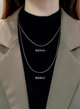 不掉色18k金钛钢项链素链可穿吊坠链蛇骨链万能链金色链子细链条