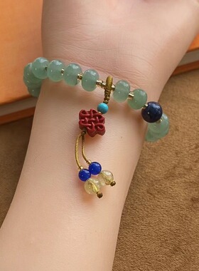 国潮中国风手链天然东陵玉南红南瓜中国结吊坠手串百搭女款手工