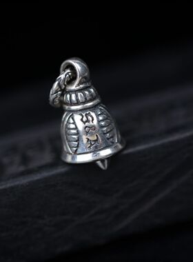 复古藏式六字真言驱魔铃铛吊坠项链侧挂吊坠卡子挂件手串文玩配饰