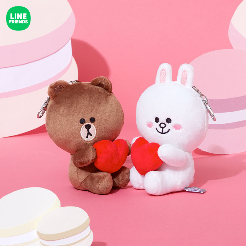 LINE FRIENDS连我朋友布朗熊丘比特爱心包挂套装 公仔装饰挂件 - 图0