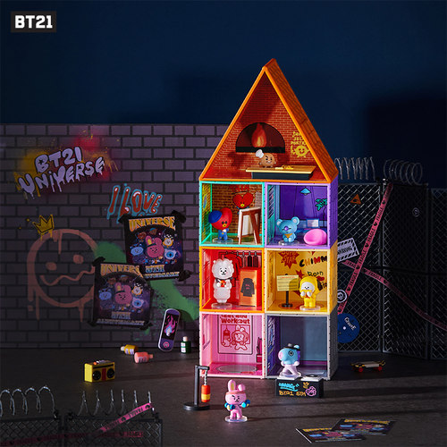 BT21娃娃屋摆件动漫卡通萌趣玩具桌面公仔摆件盒LINE FRIENDS-图1