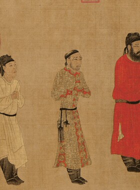 唐 阎立本 步辇图国画名家字画心绢宣纸芯装饰高清微喷打印复制