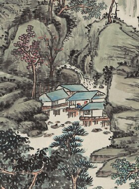 陈师曾秋山图轴纸本办公复制国画