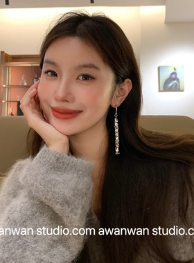 阿婉Wan 爆闪叶片法式高级感麦穗流苏耳环显脸瘦一款两戴耳饰耳坠