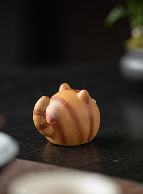 创意可爱瞌睡猫摆件招财小猫咪紫砂茶宠小物件家居客厅公桌装饰