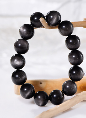 手链天然水晶银曜石猫眼黑曜石