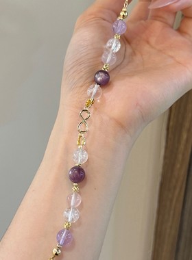 天然水晶莫粉紫水晶手链