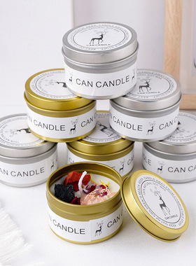 马口铁罐干花水晶原石香薰蜡烛家居装饰摆件伴手礼
