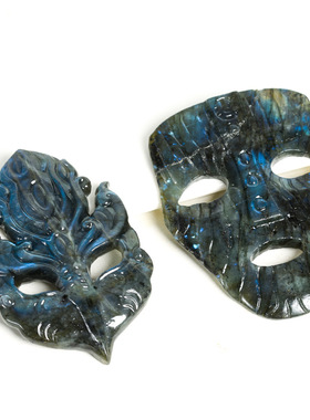 拉长石水晶面具手工艺品蟒蛇独角兽爱心翅膀雕刻家居办公装饰摆件