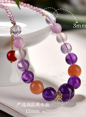 天然紫水晶超七黑金超紫幽灵项链