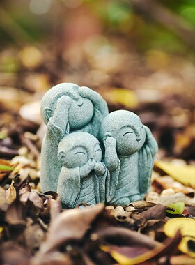 京都地藏家居庭院青砂石装饰摆件