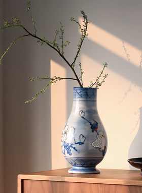 景德镇青花瓷鎏金陶瓷花瓶摆件