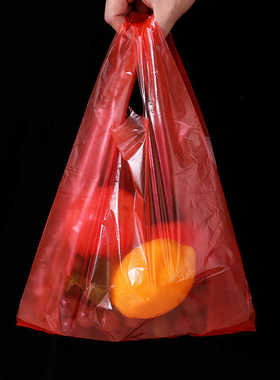 全新料红色中厚塑料袋水果蔬菜专用购物袋一次性方便背心型手提袋