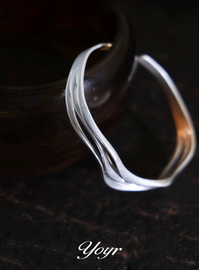 YOYR手镯 曲线异形手镯冷淡风简约波浪镂空感激干磨砂镯子