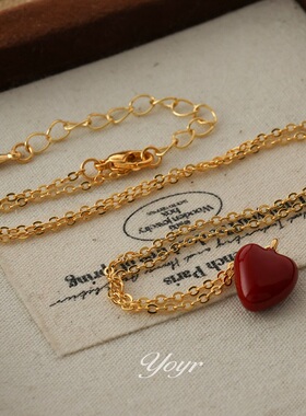 YOYR屁桃甜心项链新年喜庆红色设计感简约精品锁骨链