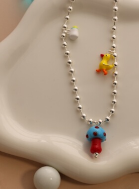【交个朋友6周年庆典】YOYR小蘑菇项链多巴胺彩色小众设计感项链