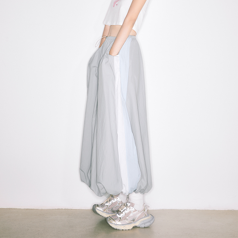 innplanet新款休闲百搭长款花苞版型抽绳工装半身裙PN11SK034B - 图1