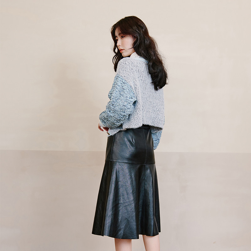 tanni冬季新品黑色百搭显瘦鱼尾下摆pu半身裙TL31SK001A,淘宝优惠券,粉丝福利购,淘宝优惠卷