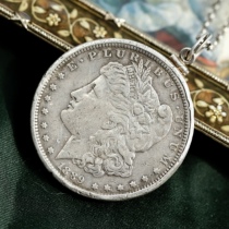 American 100-year-old silver coin pendant in 1889