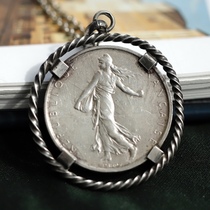 French 1961 sowing of the goddess Silver coin pendant