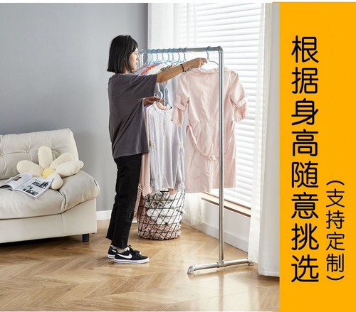 水管晾衣架加粗镀锌组装型衣服架服装展示架地摊阳台落地移动衣架 - 图1