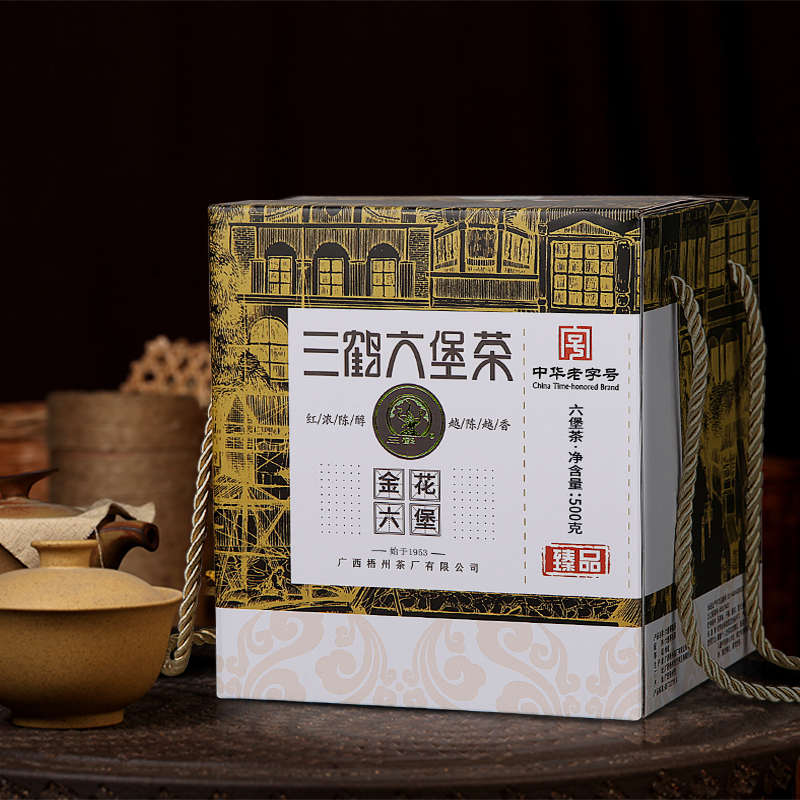 三鹤六堡茶【 臻品金花】2018年特级散茶500g广西梧州黑茶 - 图1