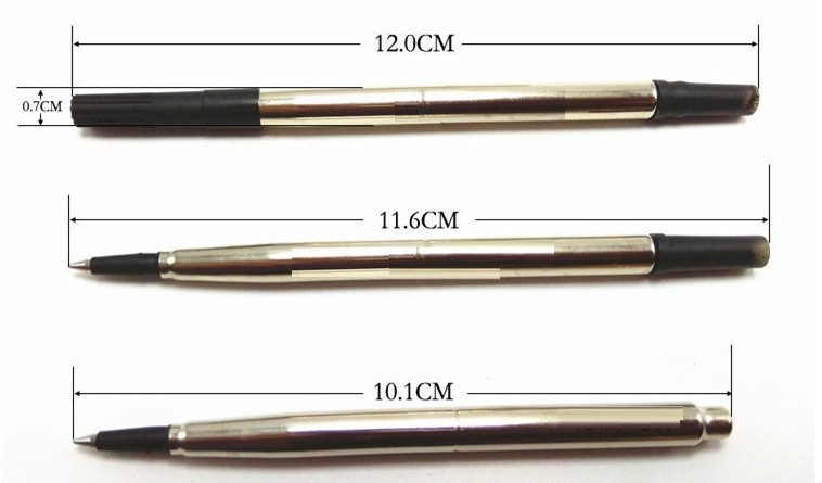 3支装 经典金属签字笔宝珠笔芯通用可替换进口签字笔 仿古笔芯