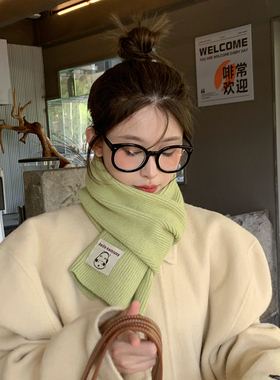 贴布秋冬韩版通用少女围巾纯色