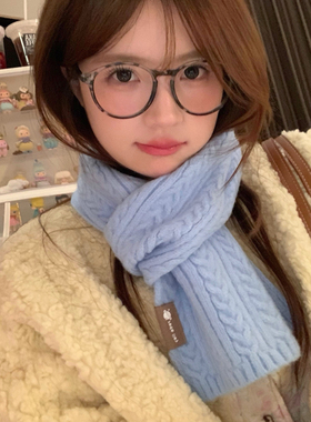 吴皮皮【软糯不扎】定制含羊毛小围巾女冬季毛线学生亲子围脖小巧
