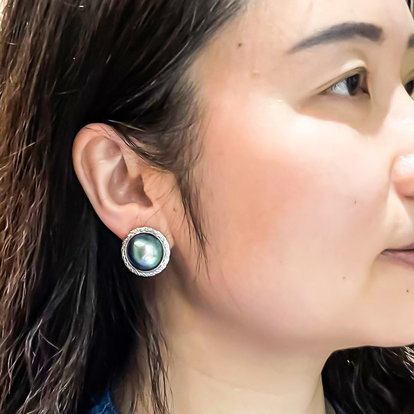 承悦珠宝 超大气蓝色马贝珠耳钉 纯银珍珠耳钉吊坠套装蚊香盘耳夹,淘宝优惠券,粉丝福利购,淘宝优惠卷