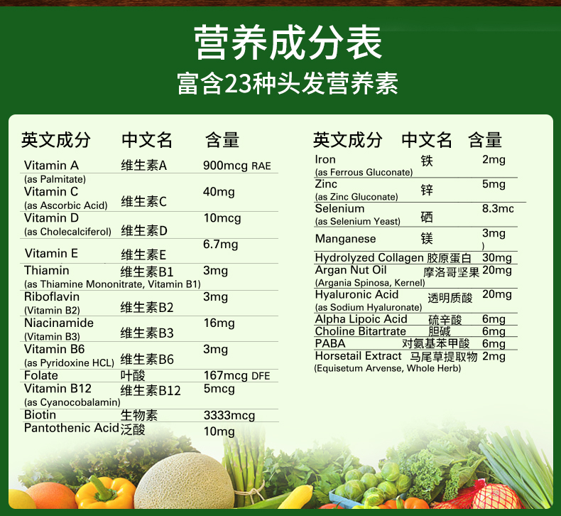 宜度海外专营店彼心生物素biotio胱氨酸掉头发产后女士防脱发生发增发维生素b7b60