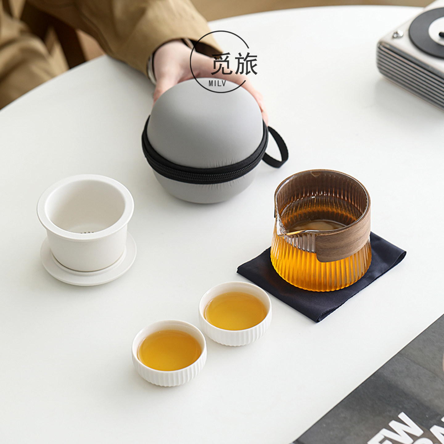 玻璃快客杯一壶二杯露营旅游喝茶装备户外便携式旅行功夫茶具套装,淘宝优惠券,粉丝福利购,淘宝优惠卷