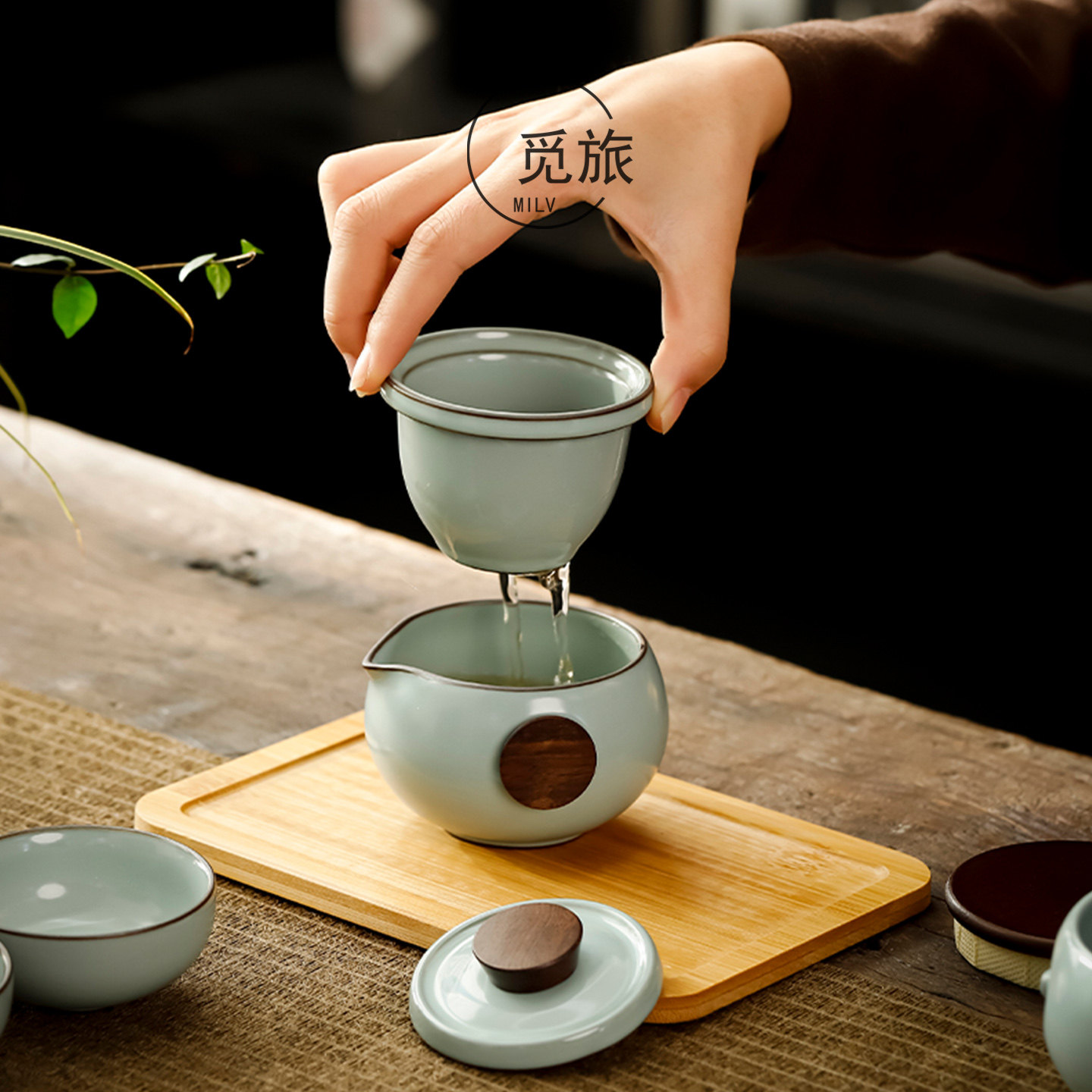 汝窑便携式旅行茶具套装快客杯户外车载随身功夫茶具陶瓷泡茶壶,淘宝优惠券,粉丝福利购,淘宝优惠卷