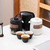 MiLv hand-painted tea set with a pot and three cups for remote mountain travel