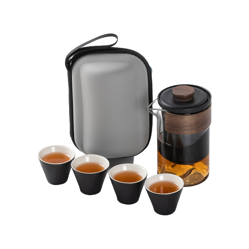 便携旅行茶具小套装随身户外包泡茶壶茶杯单人简易快客杯一壶四杯-图3