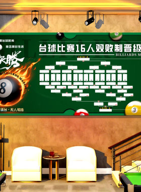 台球比赛晋级表16人32人双败制单败制记分表海报台球厅用品大全qt
