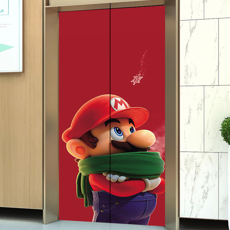 马里奥电梯贴纸一梯一户高级感可爱卡通贴私家网红入户门创意装饰 - 图1